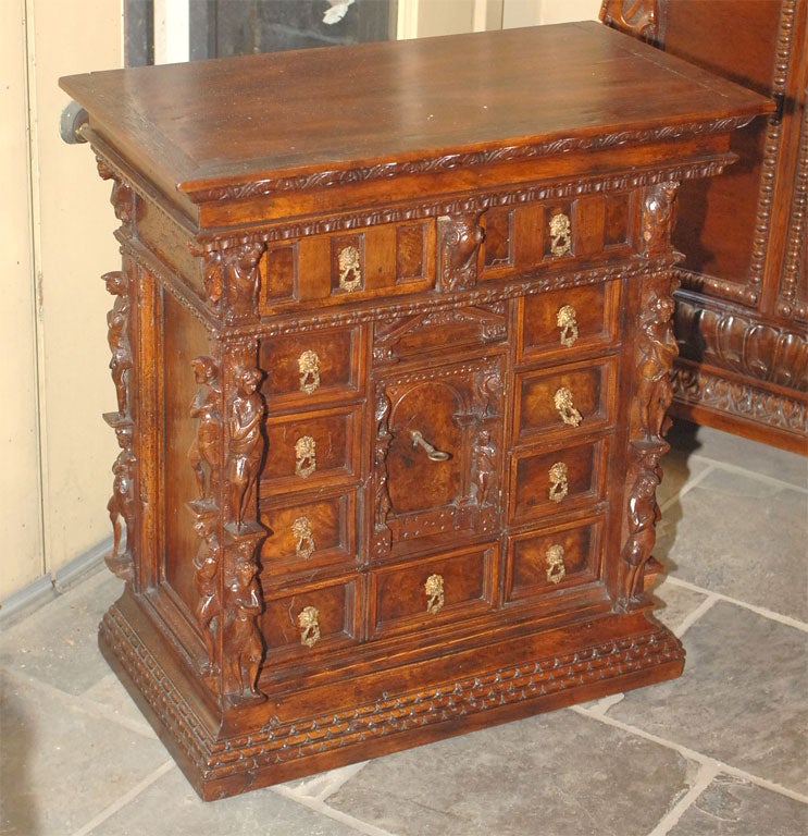 Italian baroque walnut table cabinet