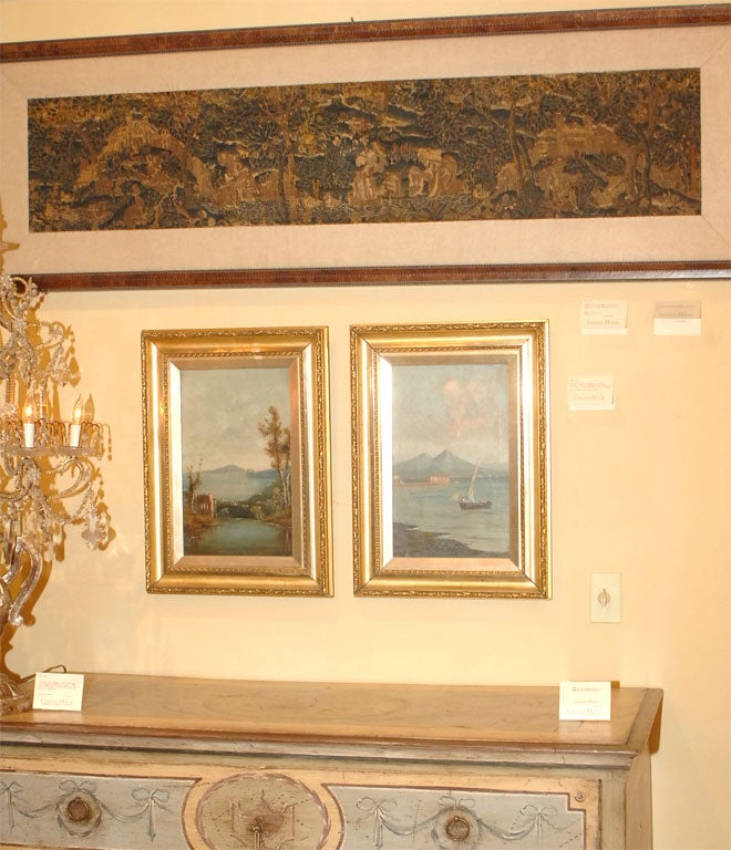 Pair of Oils on Canvas, Bay of Naples and Mount Vesuvius