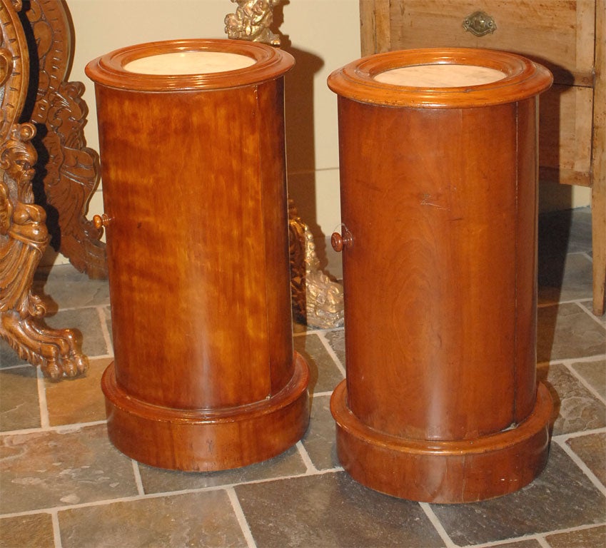 Near Pair of Mahogany and Satinwood Pedestal Cabinets