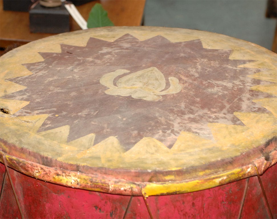 Teak Lombok Ceremonial Painted Drum (reference# C704) For Sale