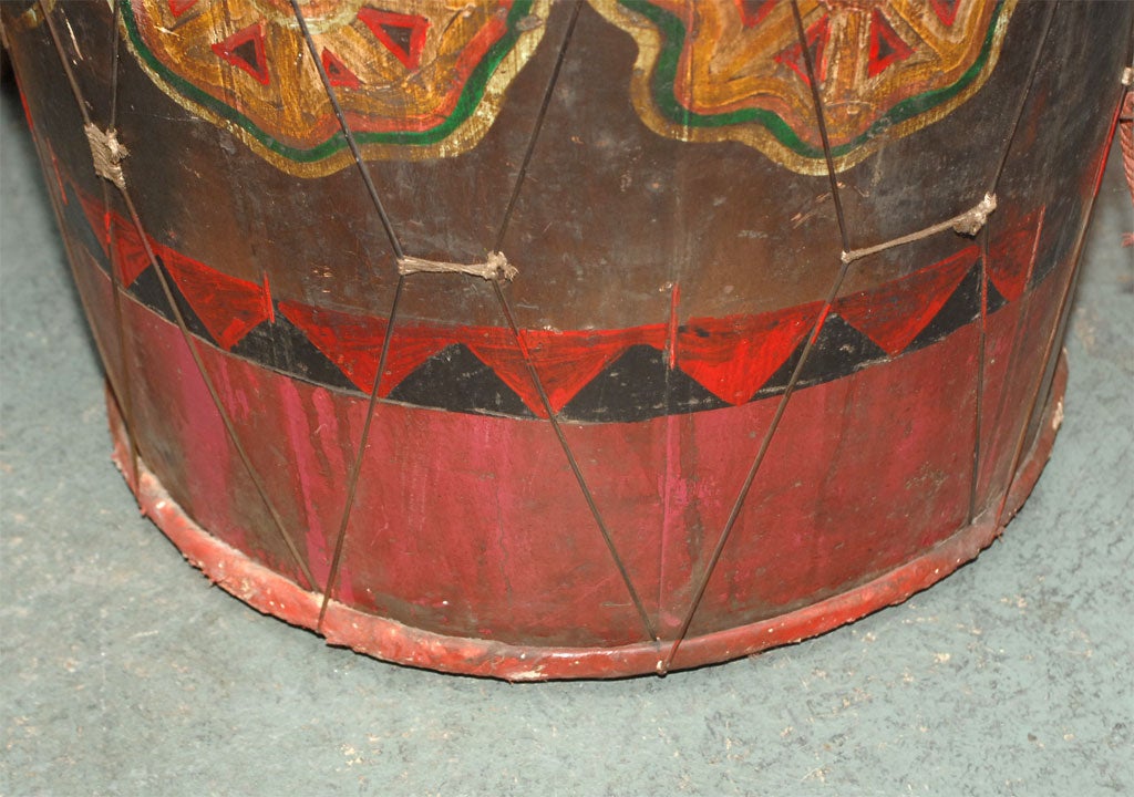 Lombok Ceremonial Painted Drum (reference# C704) For Sale 2