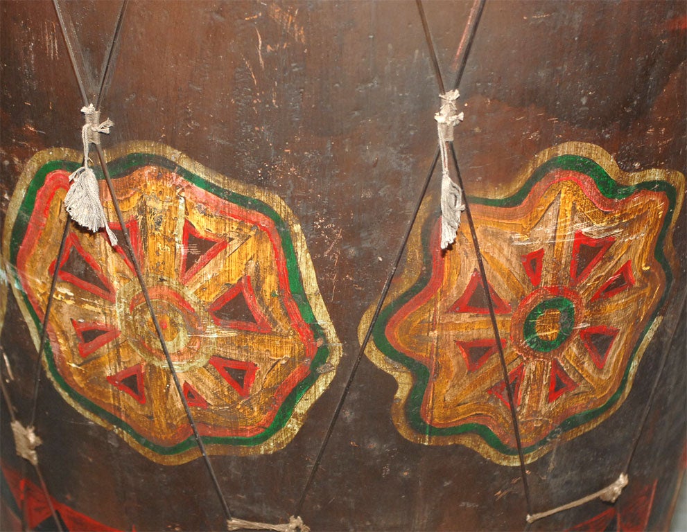 Lombok Ceremonial Painted Drum (reference# C704) For Sale 3