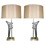 A Pair of Sculptural Table Lamps attributed to Isamu Noguchi