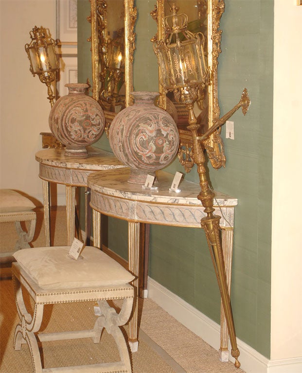 Mid 19th Century Pair of French Gilt Bronze Wall Lanterns