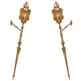 Mid 19th Century Pair of French Gilt Bronze Wall Lanterns