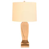 A Cast Lucite Table Lamp with Custom Silk Shade