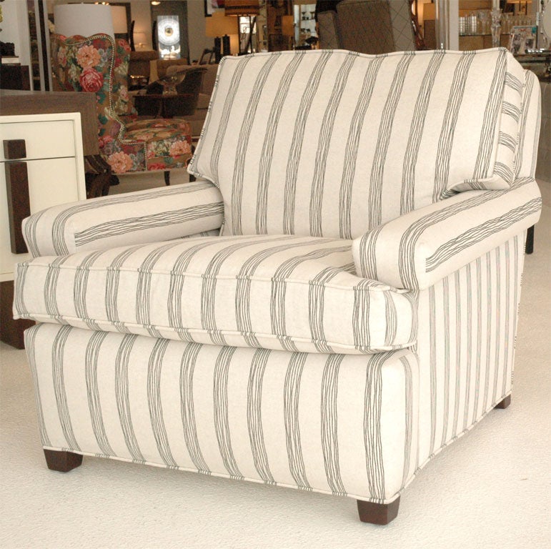 A Pair of Linen Upholstered Club Chairs