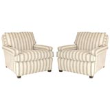 A Pair of Linen Upholstered Club Chairs