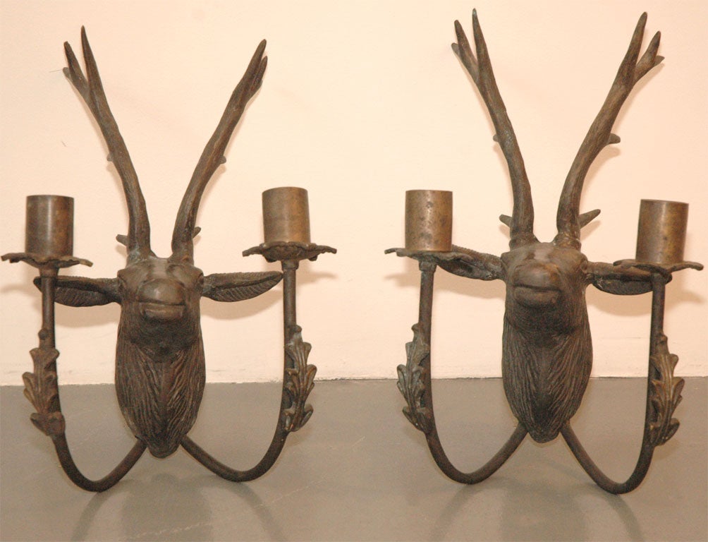 Solid Bronze Stag Sconces