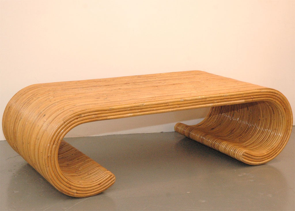 Bamboo coffee table with curved 