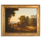 A Landscape with Wheat Harvesters, Cliffs, A River and Mountains