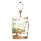 Victorian Polychrome Decorated Ceramic Brandy Flask (Lamp)