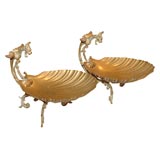 Pair French Brass Shell Form Dishes