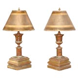 Pair of Faux Marble Lamps on Gilded Bases