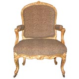 Antique Louis XV Style Giltwood Fauteuil