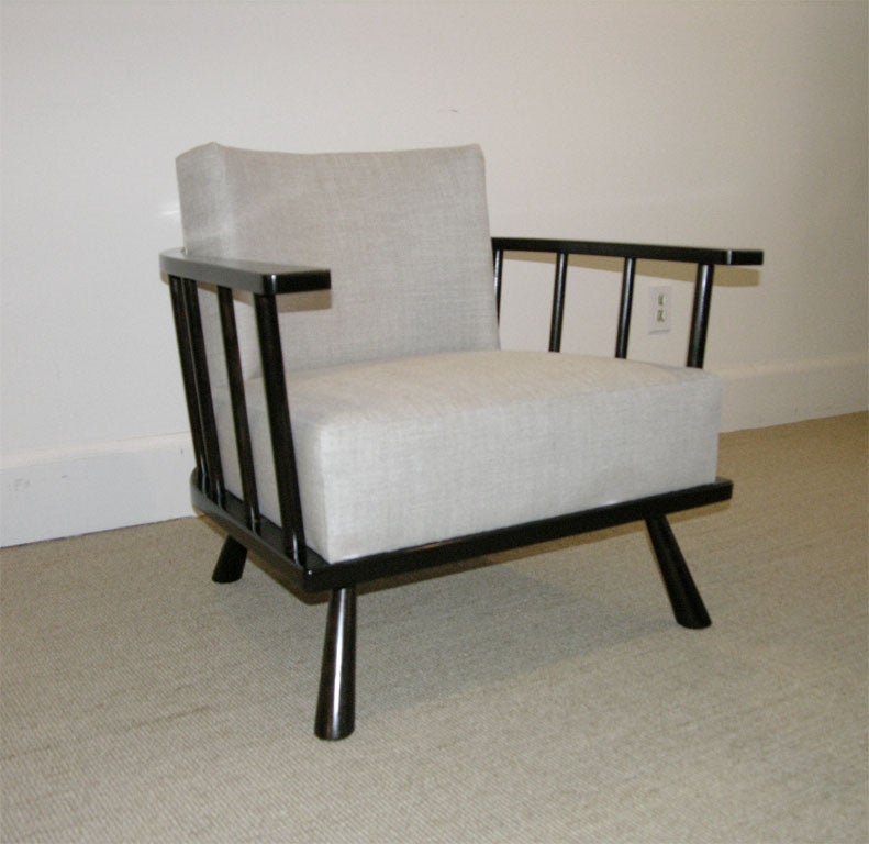 Four Robsjohn-Gibbings for Widdicomb Spindle Backed Club Chairs.