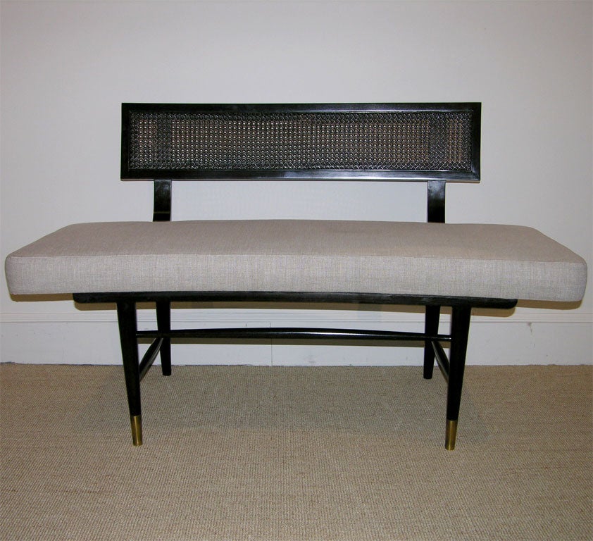 American A Curved Upholstered Bench.