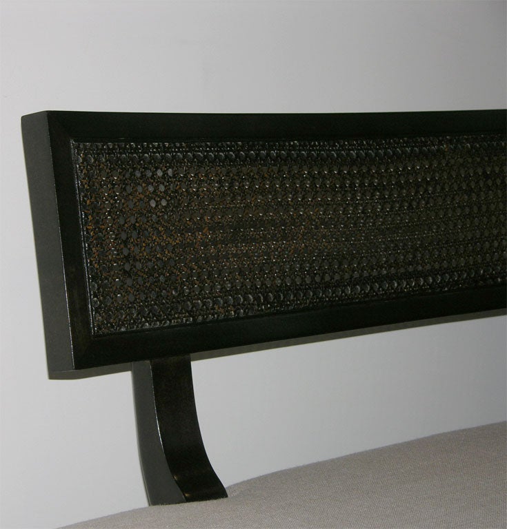 A Curved Upholstered Bench. 2