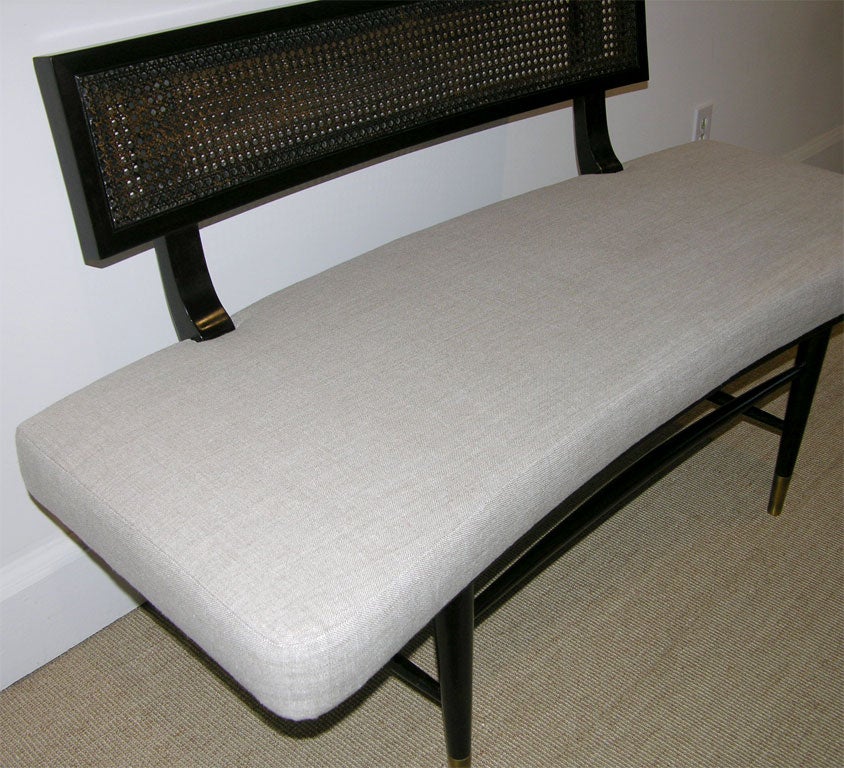 A Curved Upholstered Bench. 3