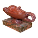 A Rosso Antico Oil Lamp