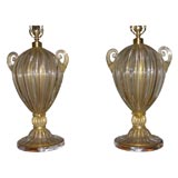 Pair of Barovier and Tosso Gold Inclusion Lamps