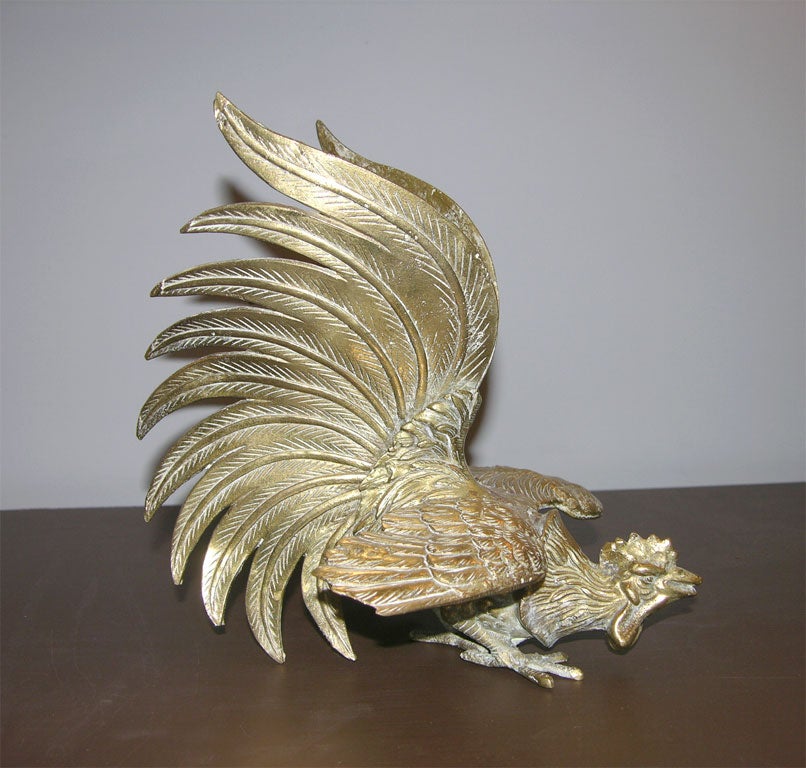 Pair of  Brass  Fighting Roosters 2