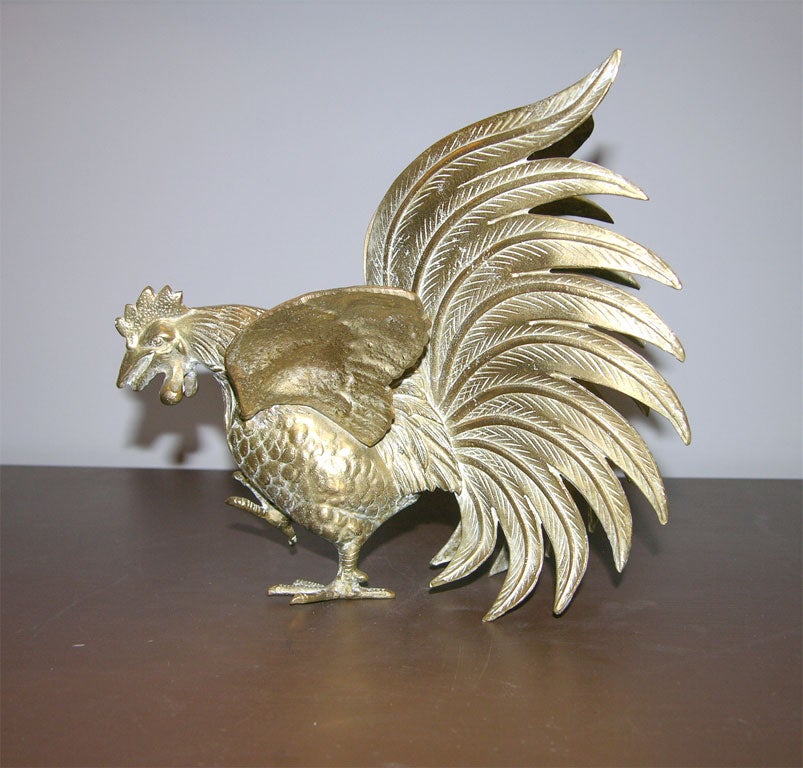 Pair of  Brass  Fighting Roosters 5
