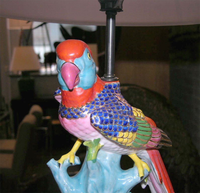 Italian Ceramic Parrot Lamp 2
