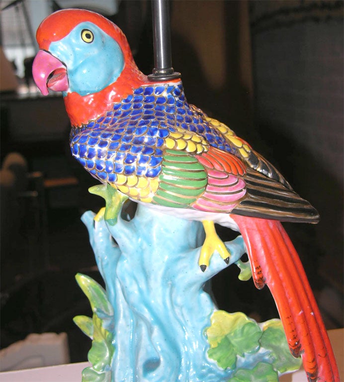 Italian Ceramic Parrot Lamp 3