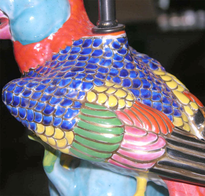 Italian Ceramic Parrot Lamp 4