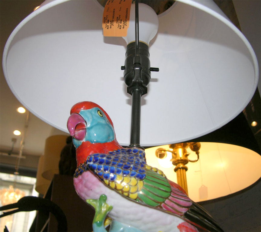 Italian Ceramic Parrot Lamp 6