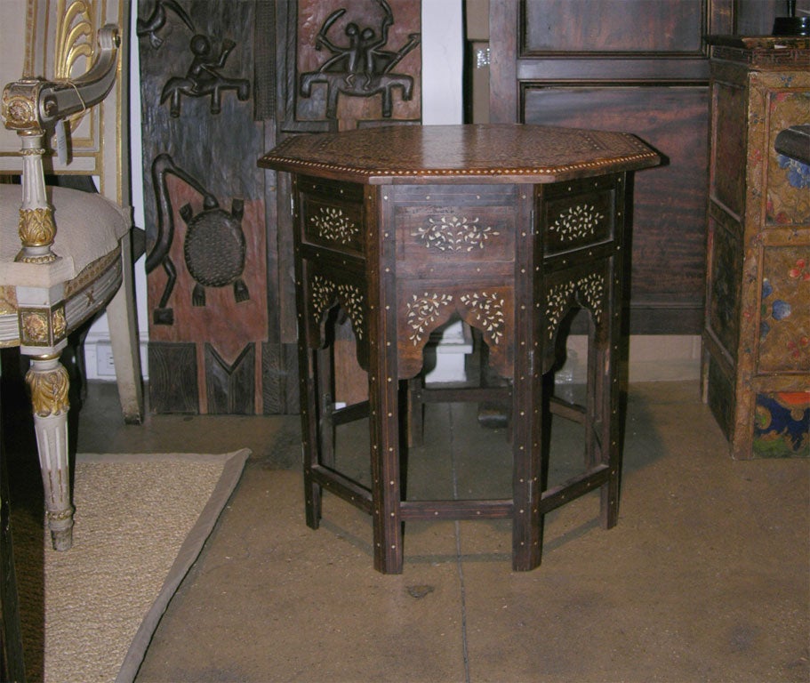 Indian wood and inlay octagonal table