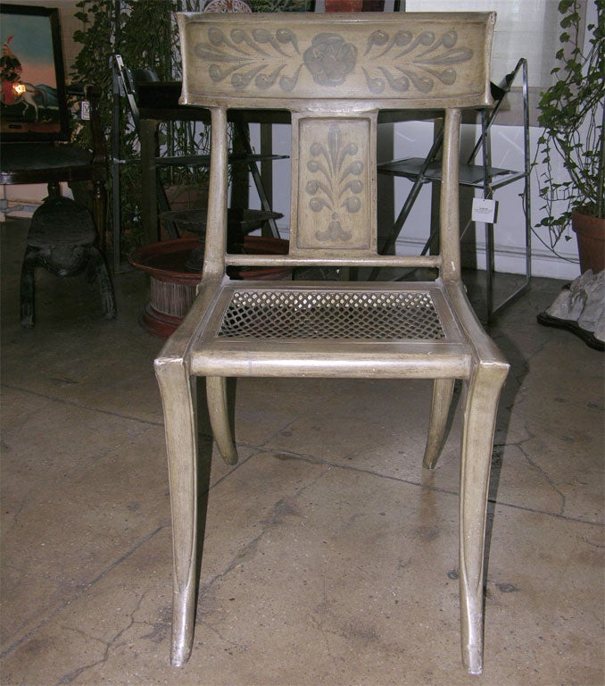 Rare Swedish neoclassial painted metal Klismos chair