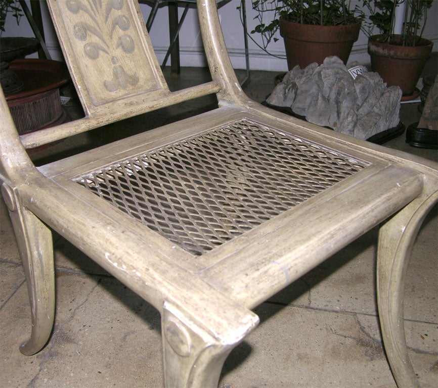 19th Century Swedish neoclassical painted metal Klismos chair