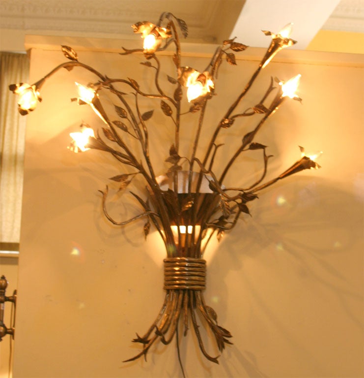 American Organic form Brass sconce For Sale