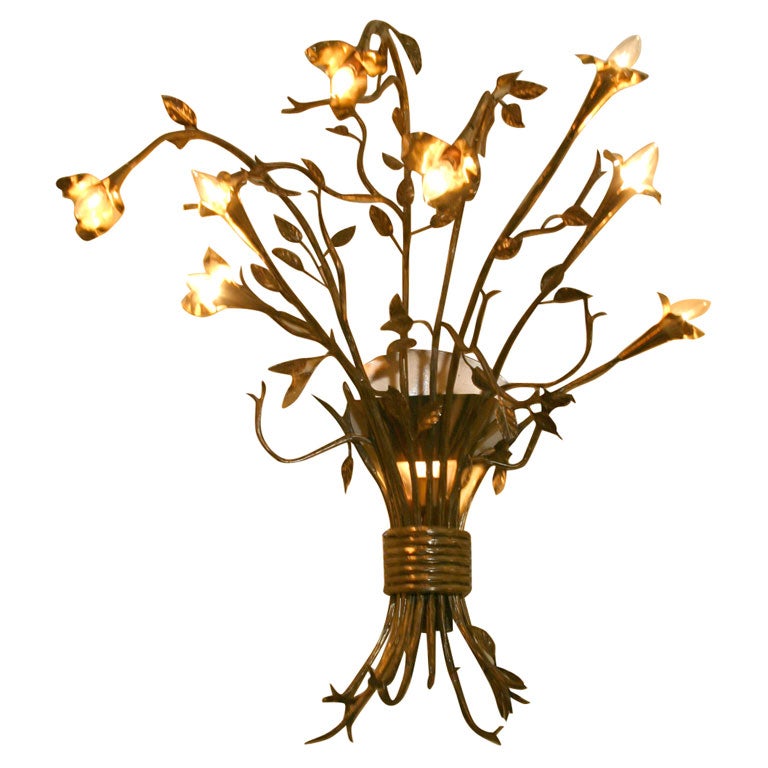 Organic form Brass sconce For Sale