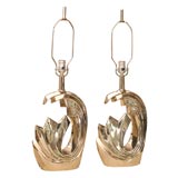 Pair of Nickel Silver Lamps Pierre Cardin Style