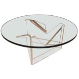 Round Glass and Lucite Cocktail Table