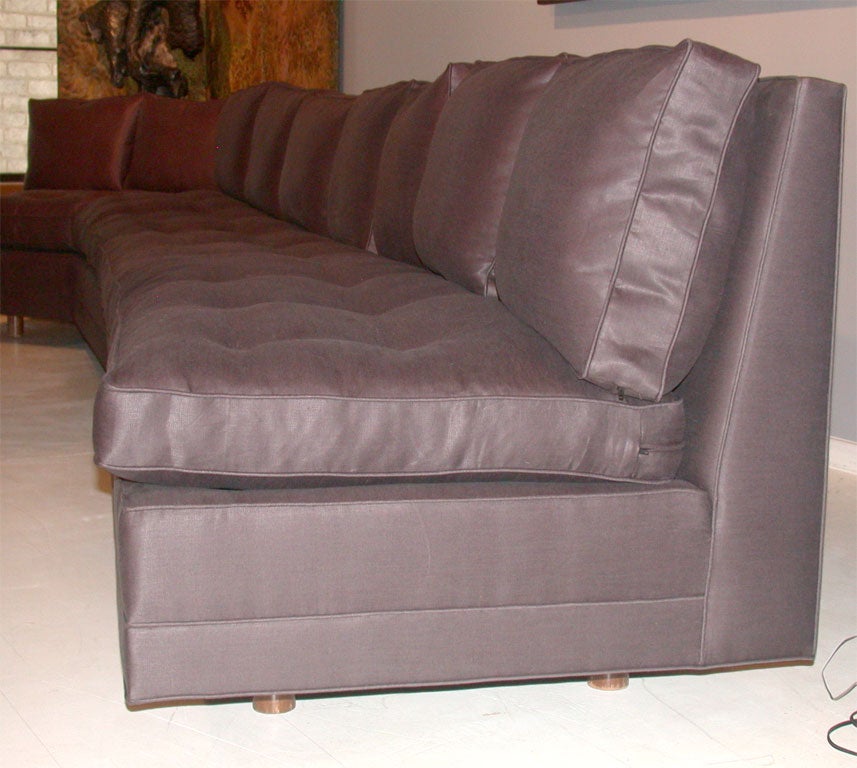 Two Piece Armless Sectional Sofa  In Excellent Condition In Wainscott, NY