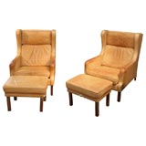 Pair of  Wing Back leather Armchairs