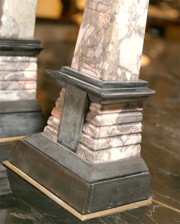 French Marble and Slate Obelisks