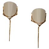 Pair of Gold Agostini Wall Sconces with Curved Shades