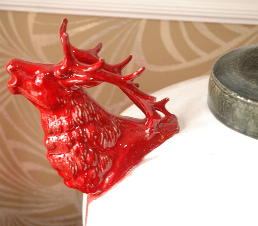 American Red Elk Head Ceramic Vessel by Stephen Fleitz