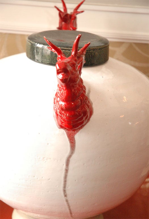 Red Elk Head Ceramic Vessel by Stephen Fleitz 4