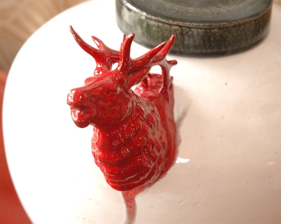 Red Elk Head Ceramic Vessel by Stephen Fleitz 5