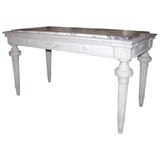Louis XVI Style Painted Oak Center Table with Inset Marble Top