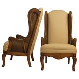 Pair of Woven Wing Chairs