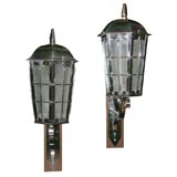 Pair of chromed Edwardian wall lanterns