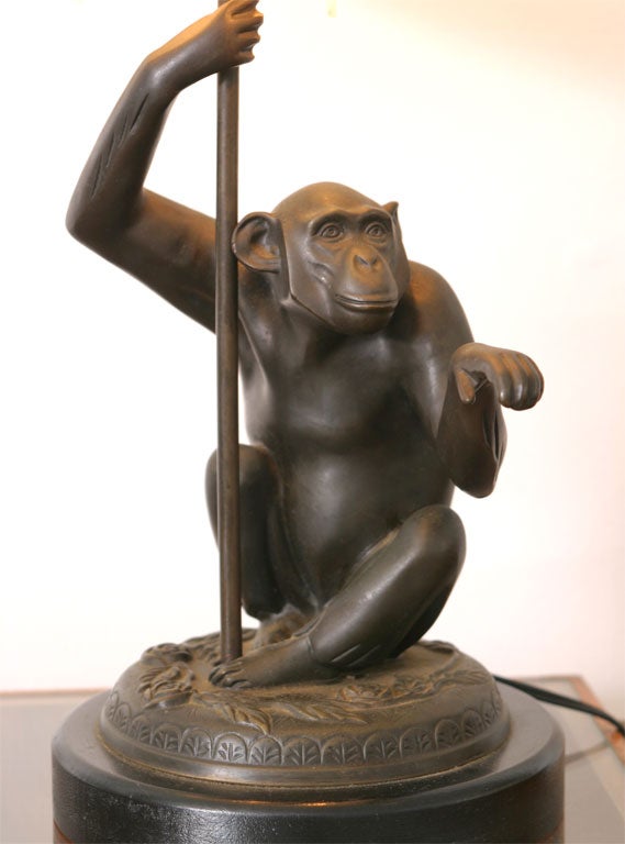 Mid-20th Century SCULPTURAL MONKEY LAMP BY LEVERRIER?