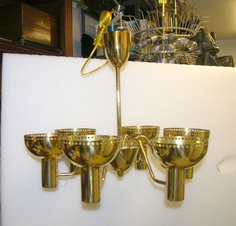 #3811 Six Arm Brass Chandelier (3 available)